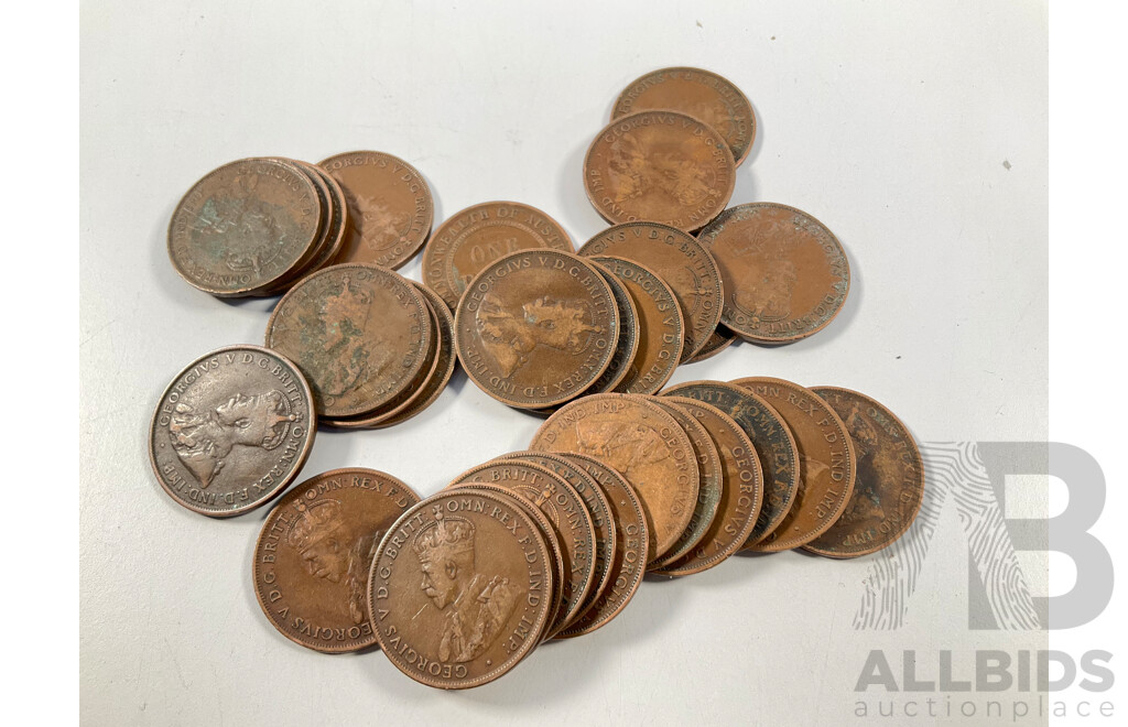 Thirty Australian KGV Pennies Spanning 1911 to 1919