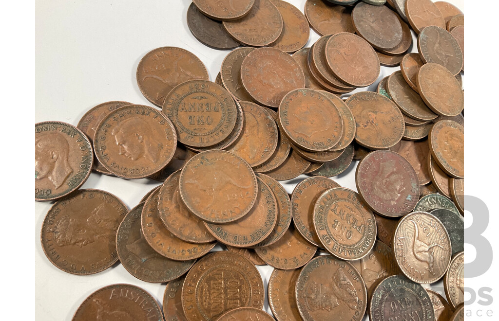 Collection of Australian Pennies and Half Pennies, Examples Spanning 1916 to 1961