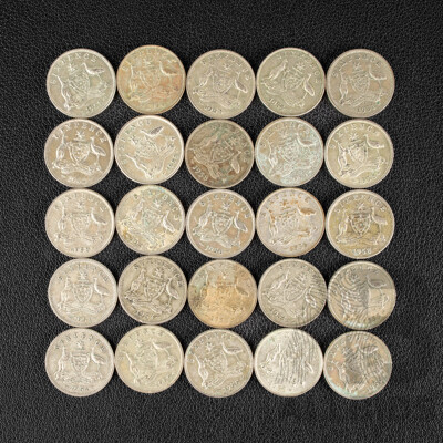 Twenty Five Australian Silver Sixpence, Examples Spanning 1950 to 1962  .500