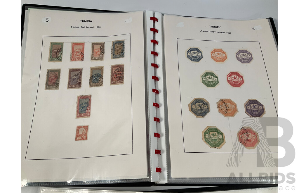 Two Albums of Vintage Stamps Including Transvaal, Togo, Tunesia, Turkey, India, Indonesia, Italy, Japan, Jamaica, Ivory Coast, Irish Fee State, Luxembourg, Liberia, Kedah, Kenya