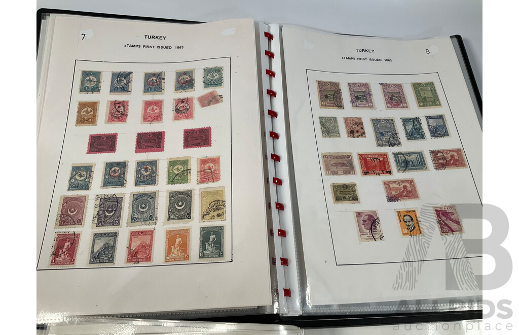 Two Albums of Vintage Stamps Including Transvaal, Togo, Tunesia, Turkey, India, Indonesia, Italy, Japan, Jamaica, Ivory Coast, Irish Fee State, Luxembourg, Liberia, Kedah, Kenya