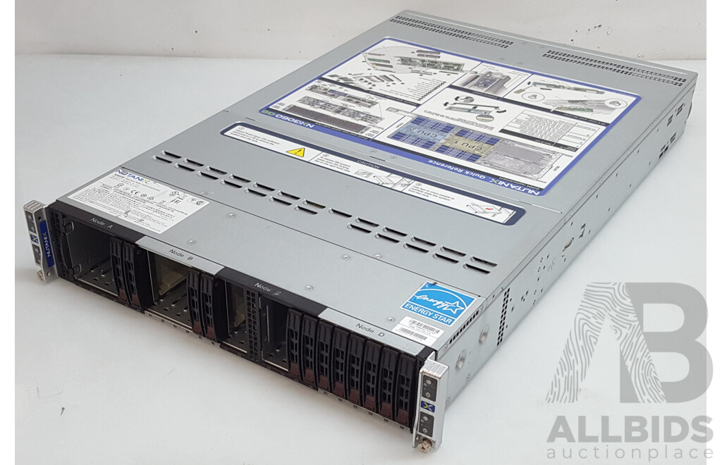 Nutanix (NXS2U4NS24G600) 4-Slot Multi-Node w/ 3 x Supermicro (X11DPT-B-G6-NI22) Dual Intel Xeon GOLD (6126) 2.60GHz-3.70GHz 12-Core CPU 384GB DDR4 Nodes