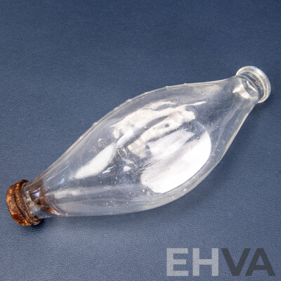 Wonderful and Unique Antique Griptight Glass Baby Bottle - Length Across Approx 19 cm (c1890-1920s)