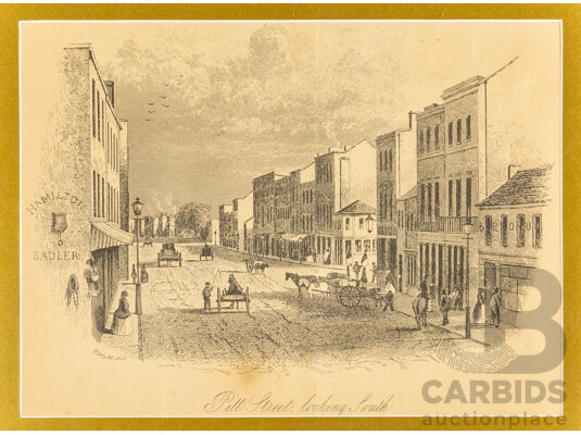Frederick Casemero Terry (British, 19th Century, 1826-1869), Pitt Street, Looking South, Antique Steel Engraving (c1853-5), 57W x 45H cm (frame)