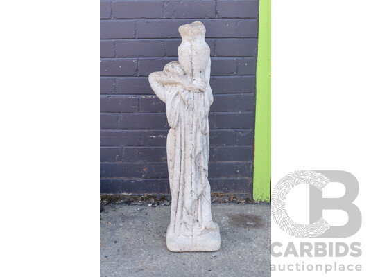 Concrete Garden Statue of a Lady with a Water Bottle