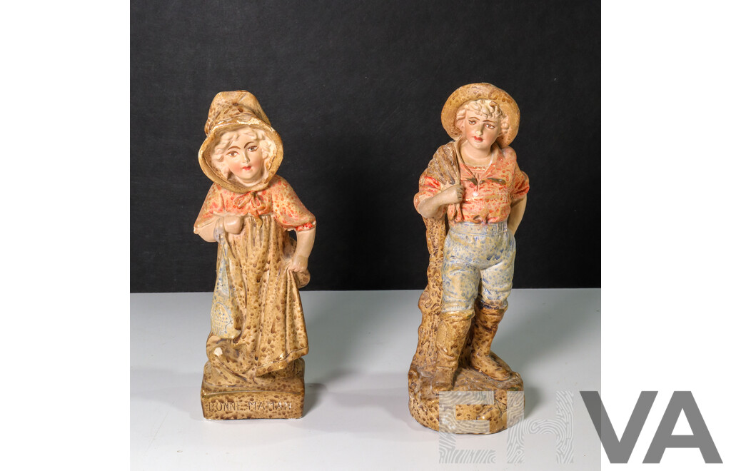 Pair of French Plaster Statues Including  Bonnie Maman and Bon Papa