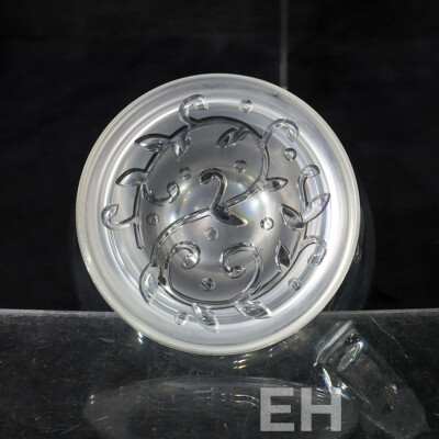 Collection Two Glass Jugs with Vines Imprinted on Bottom and Six Crystal Whisky Glasses