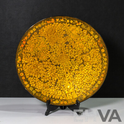 Hand Made Timber Wall Plate by Ali Bothers Kashmir India with Floral Design