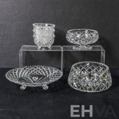 Collection of Crystal Wear Including Dessert Bowls and Plate