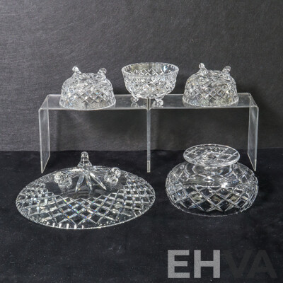 Collection of Crystal Wear Including Dessert Bowls and Plate