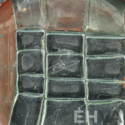 Signed Decorative Peter Crisp Fused Slump Glass Bowl, Small Vase and Glass Oil Lamps