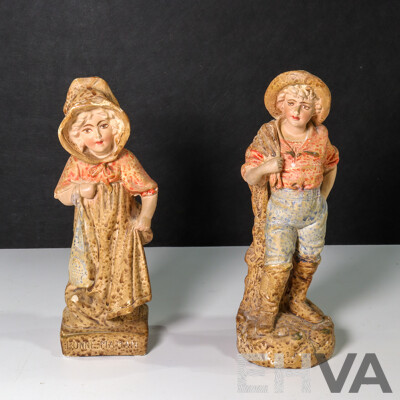 Pair of French Plaster Statues Including  Bonnie Maman and Bon Papa