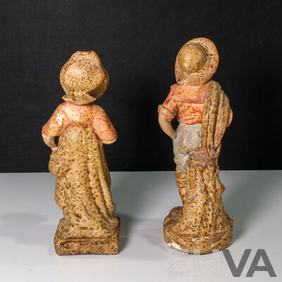 Pair of French Plaster Statues Including  Bonnie Maman and Bon Papa