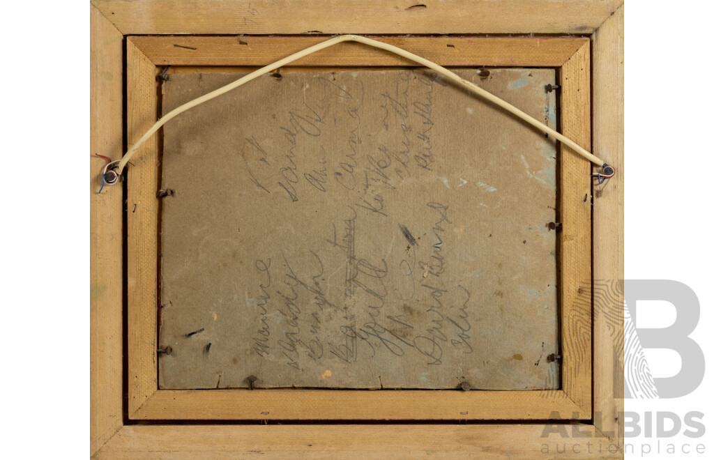 Artist Unknown (20th Century), Country Scene with Grazing Stock, Vintage Oil on Canvas Board, 30 x 35 cm (frame)