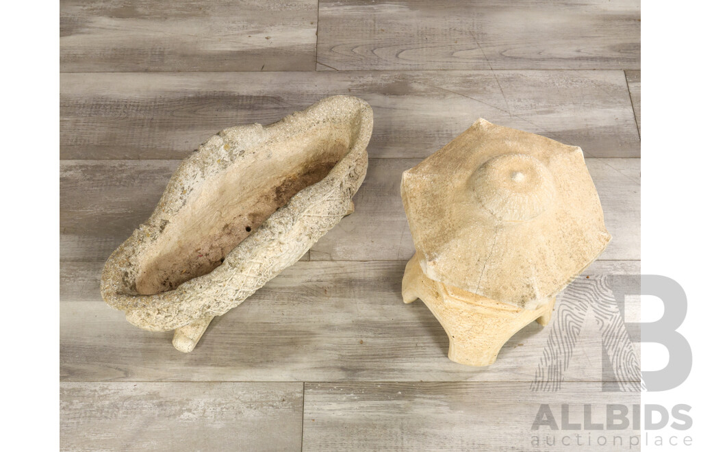 Small Cast Concrete Pergoda Qith French Style Trough Planter