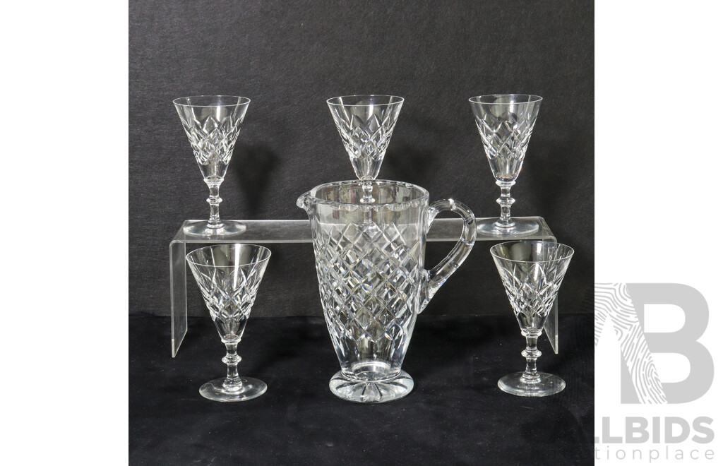 Collection of Crystal Ware Including Jug and Five Crystal Adare Cut Glasses