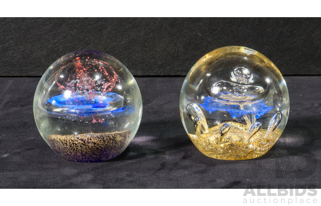 Pair of Large Glass Abacus Paper Weights