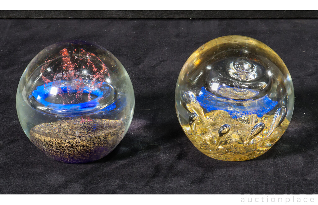 Pair of Large Glass Abacus Paper Weights