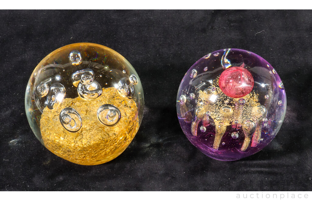 Pair of Large Glass Abacus Paper Weights
