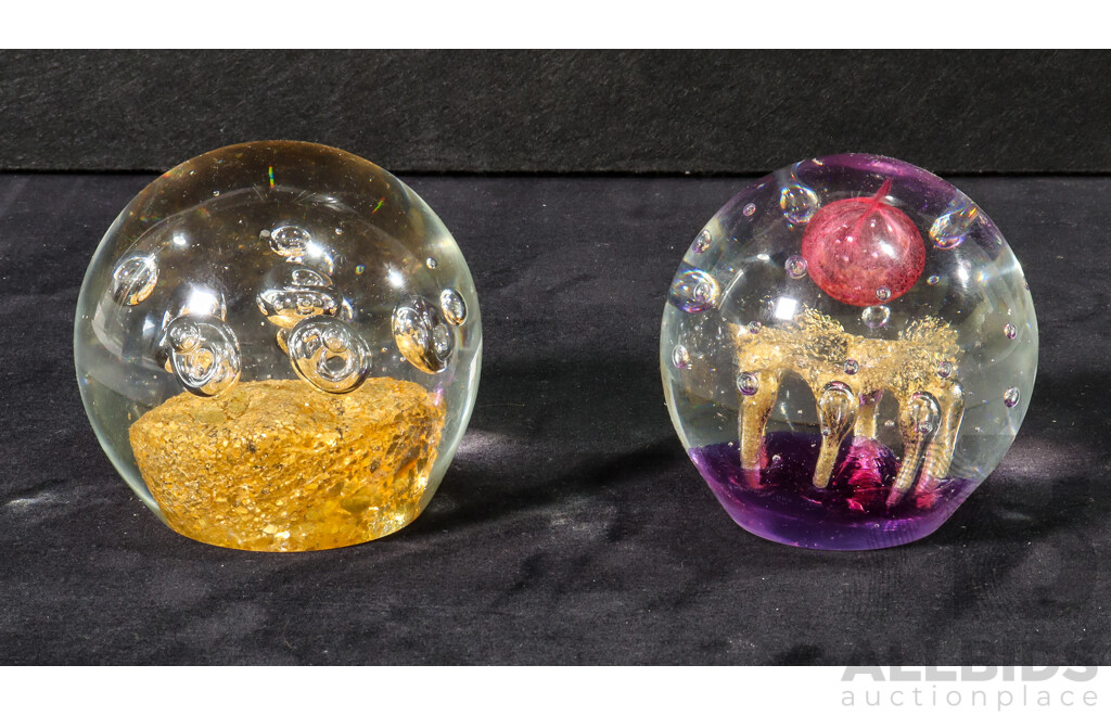 Pair of Large Glass Abacus Paper Weights