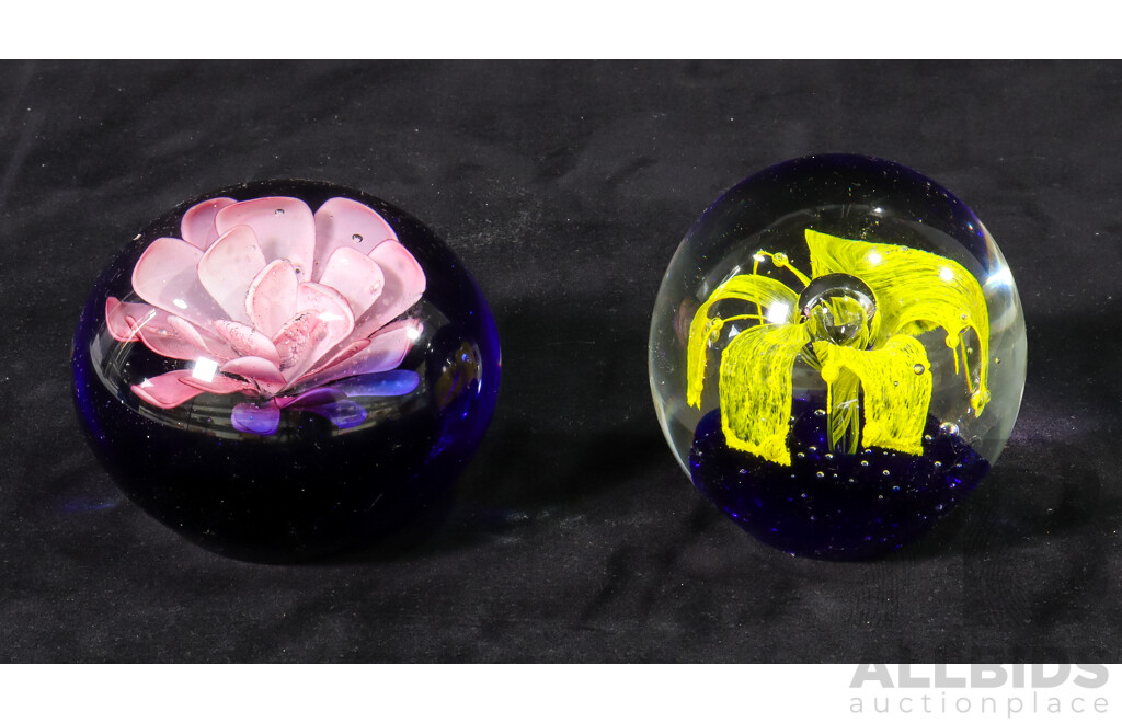 Pair of Large Glass Abacus Paper Weights