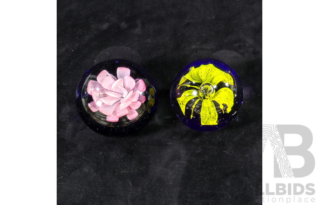 Pair of Large Glass Abacus Paper Weights