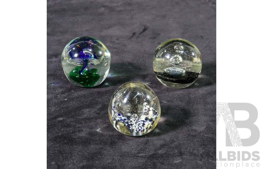 Three Glass Abacus Paper Weights