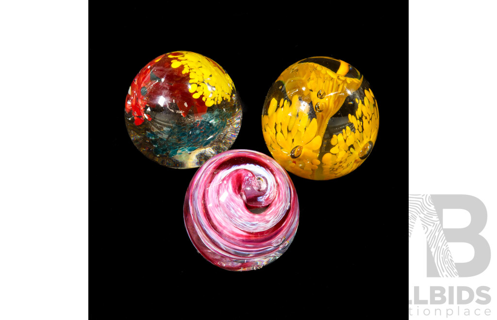 Three Glass Abacus Paper Weights