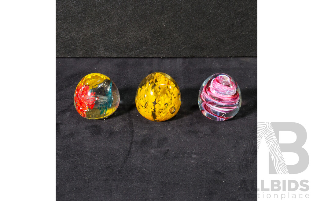Three Glass Abacus Paper Weights
