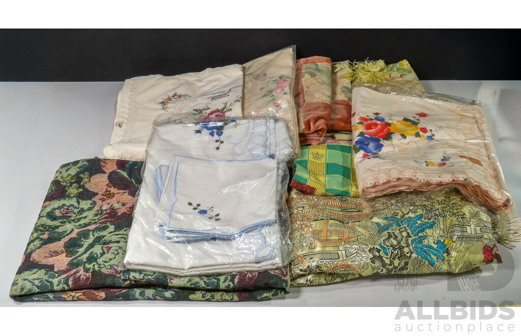 Collection of Linen Include Chinese Blanket, Tablecloths and More
