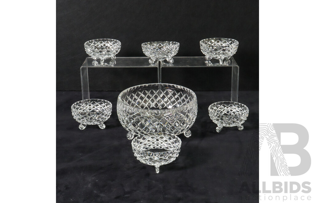 One Crystal Bowl and Six Matching Crystal Sweets Glasses