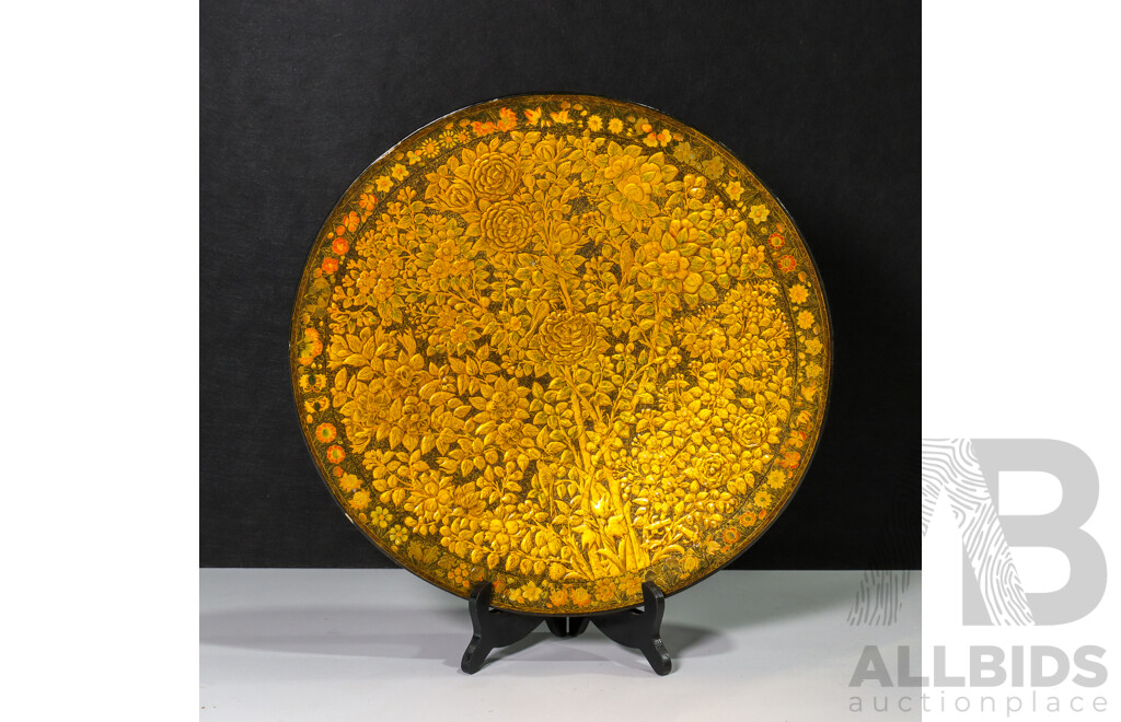 Hand Made Timber Wall Plate by Ali Bothers Kashmir India with Floral Design