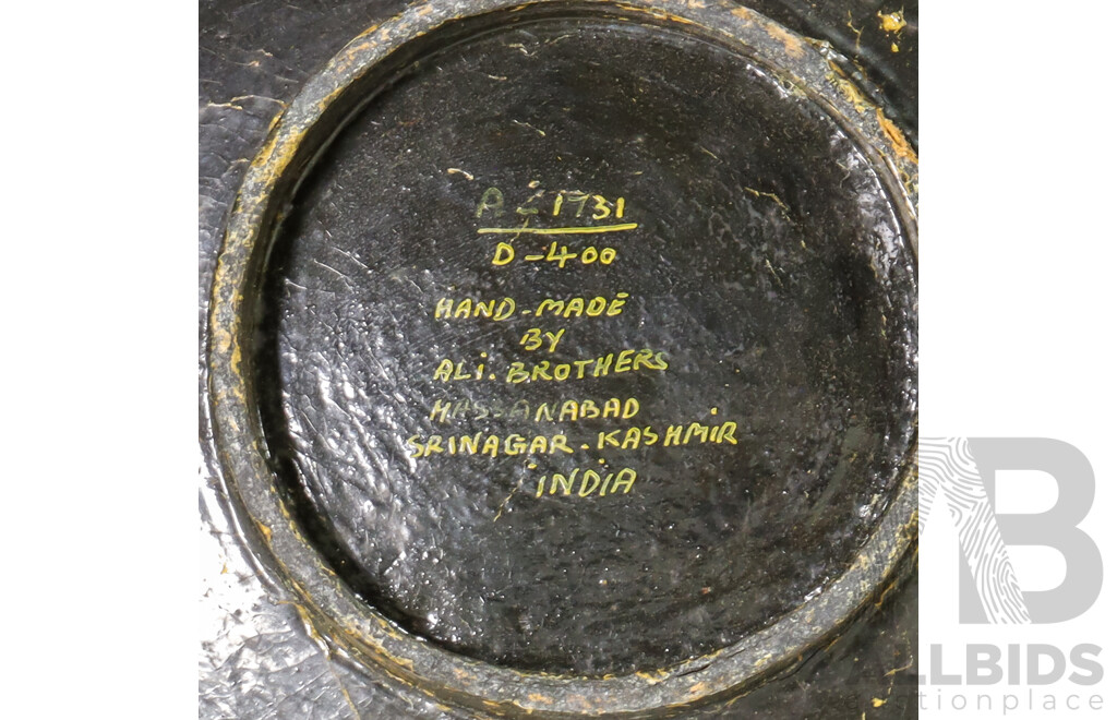 Hand Made Timber Wall Plate by Ali Bothers Kashmir India with Floral Design