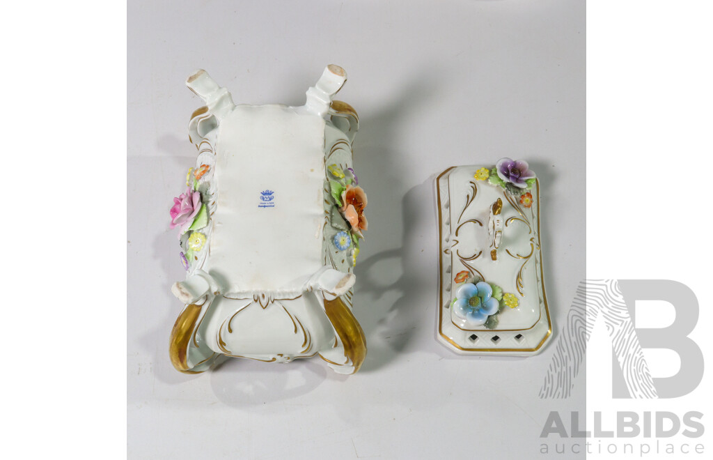 15 Piece Collection of Tableware Including Rose Tray and Matching Cups, Hand Painted Pot Pourri Dish, Egg Cups, Salt Dishes and More