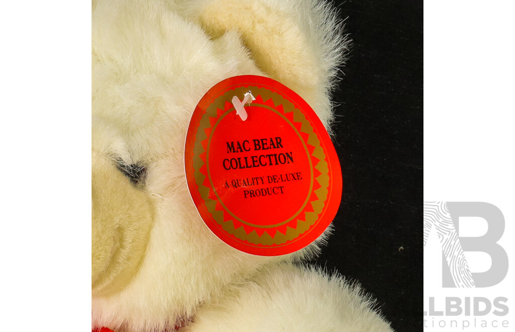 Four Mixed Pillows and Four Soft Vintage Teddy Bears From the Mac Bear Collection