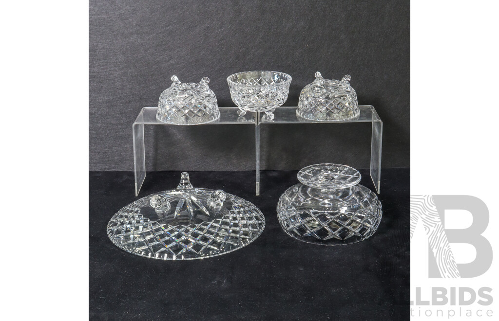 Collection of Crystal Wear Including Dessert Bowls and Plate