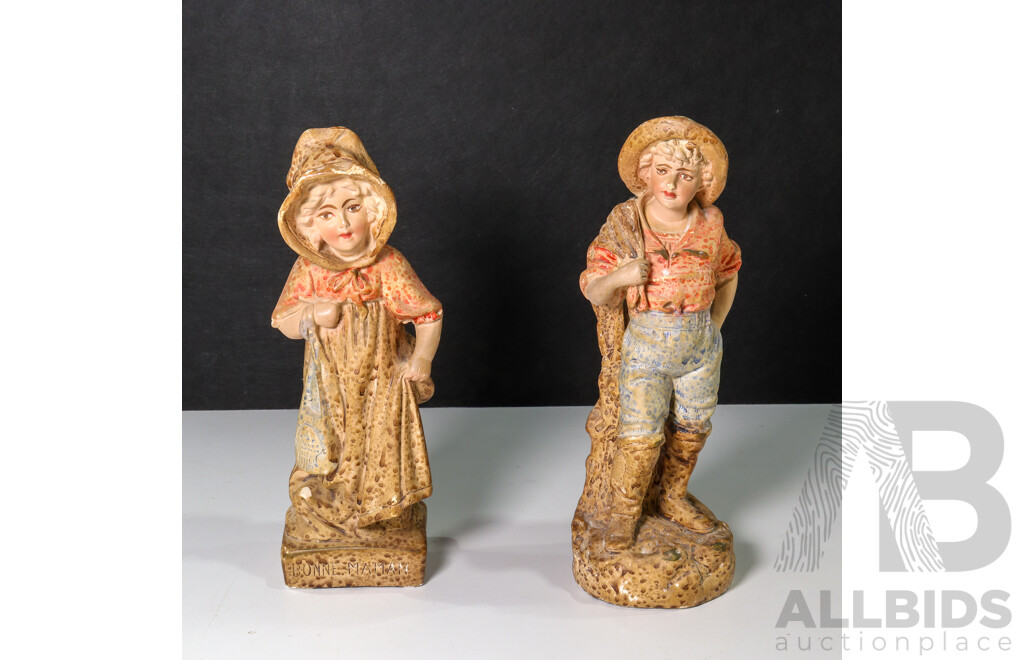 Pair of French Plaster Statues Including  Bonnie Maman and Bon Papa