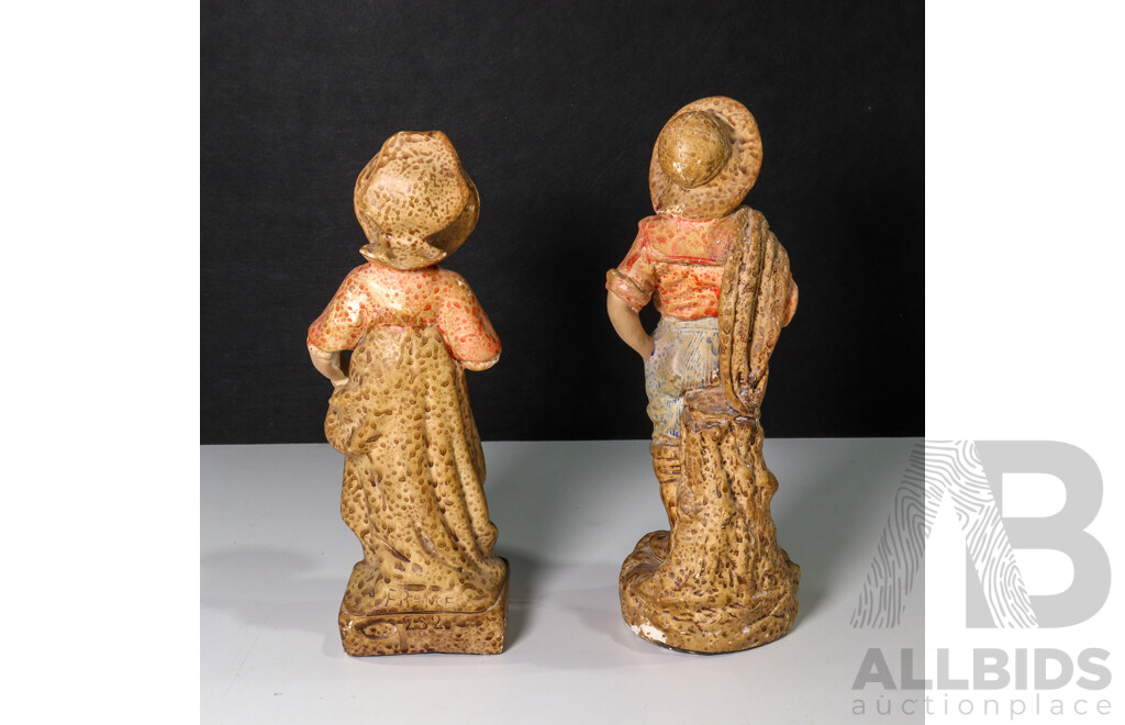 Pair of French Plaster Statues Including  Bonnie Maman and Bon Papa
