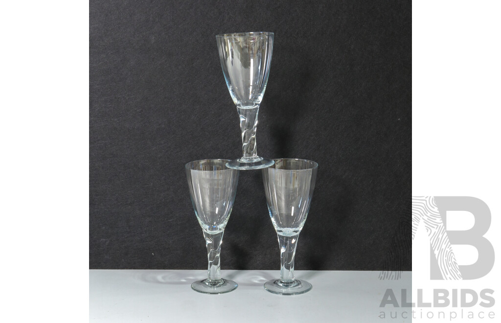 Set of Three Glasses with Twisted Stems