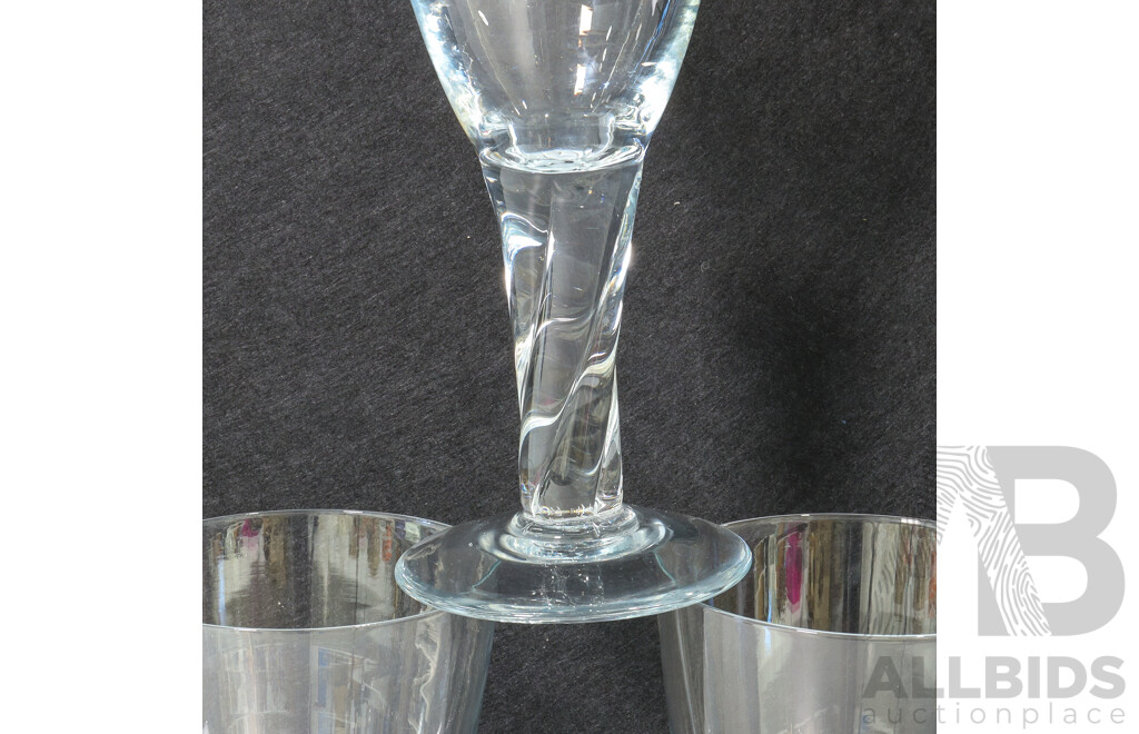 Set of Three Glasses with Twisted Stems