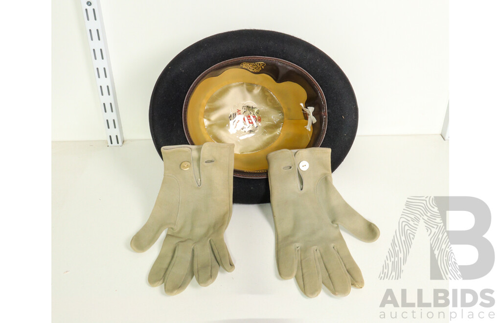 Australian Akubra Bowlers Hat and Gloves