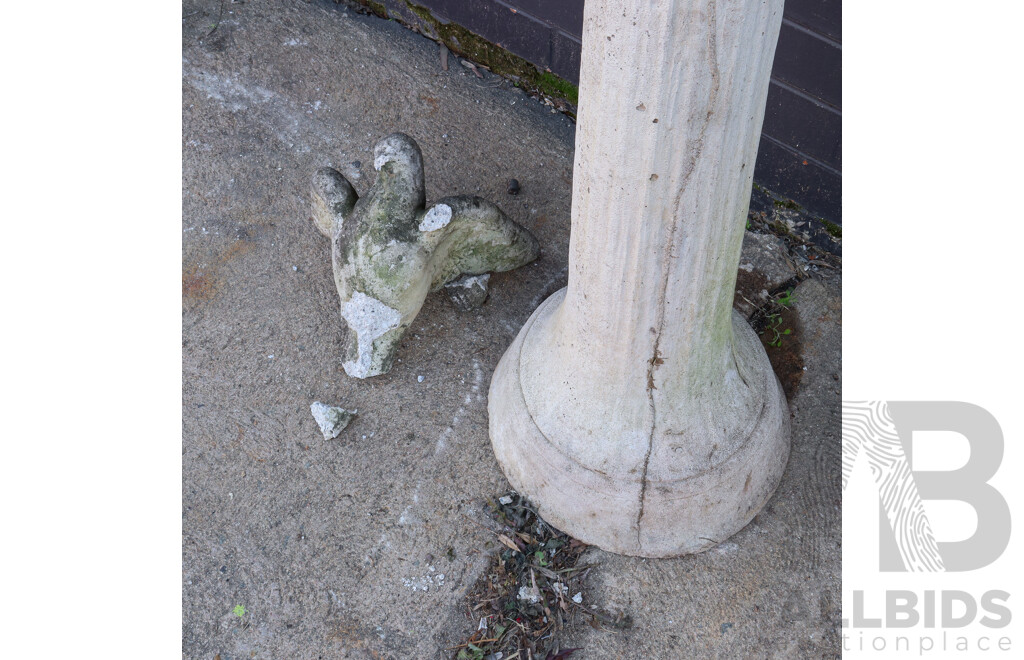 Concrete Garden Statue of Two Doves on a Concrete Plinth