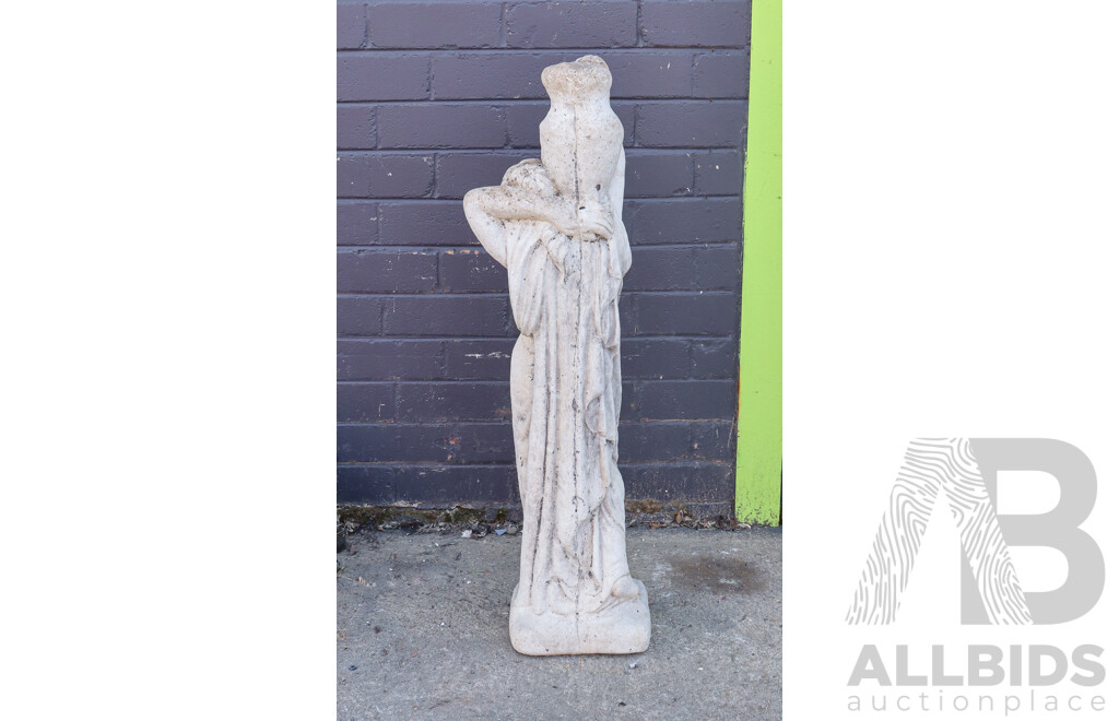 Concrete Garden Statue of a Lady with a Water Bottle