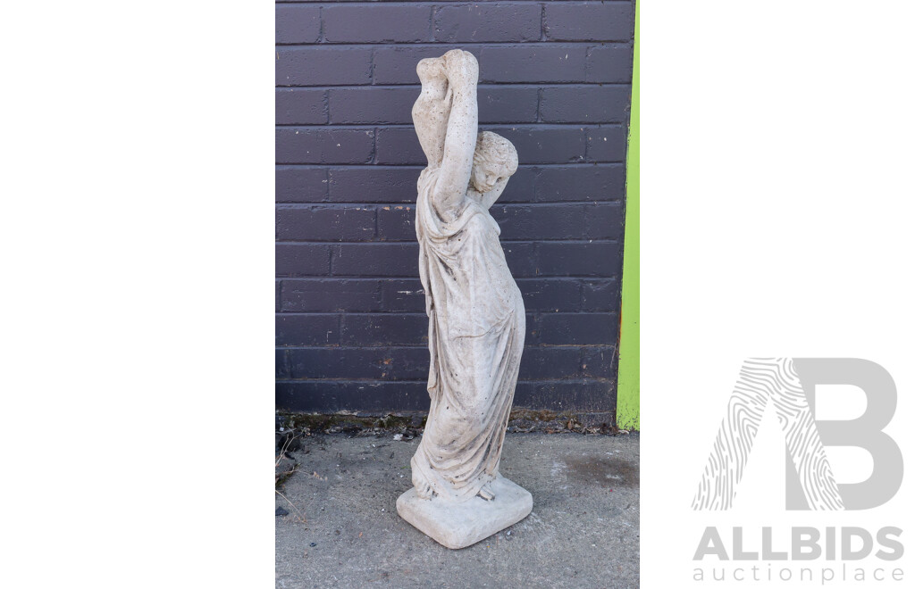 Concrete Garden Statue of a Lady with a Water Bottle