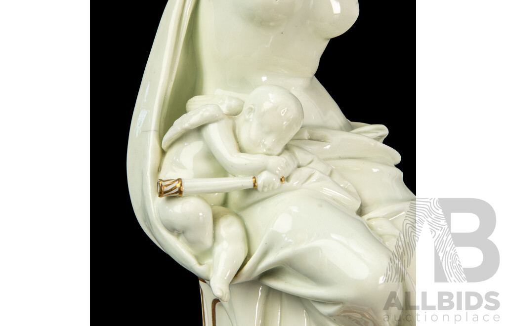 Antique Minton Four Branch Candelabra with Woman and Cherub