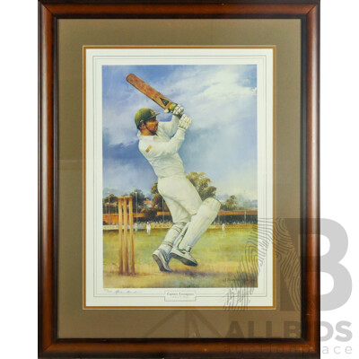 D'Arcy W. Doyle, (20th Century, Australian, 1932-2001), Captain Courageous [Allan Border], Original Colour Print, Limited Edition & Signed by Border and the Artist, 94 x 74 cm (frame)