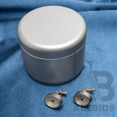 Oroton Metal Alloy Analog Clock Cufflinks