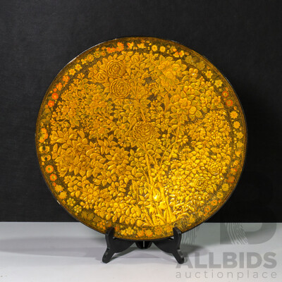 Hand Made Timber Wall Plate by Ali Bothers Kashmir India with Floral Design