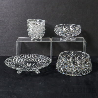 Collection of Crystal Wear Including Dessert Bowls and Plate