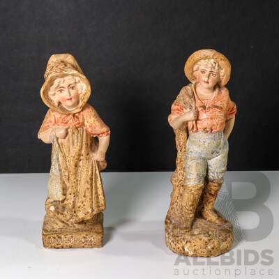 Pair of French Plaster Statues Including  Bonnie Maman and Bon Papa
